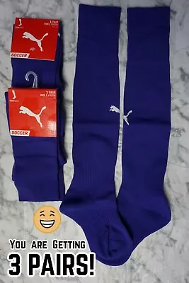 3 PAIRS! Puma YOUTH AGES 10-14 Kneehigh Soccer Sport Socks PURPLE SZ 2 #174 • $12.99