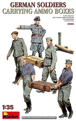 MiniArt 1/35 35384 WWII German Soldiers Carrying Ammo Boxes (5 Figures) • $40.59