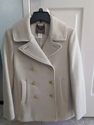 J Crew Petite Majesty Pea Coat Stadium Cloth By Nello Gori 4P Bone Color • $89.99