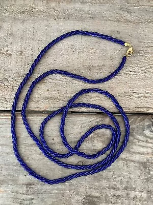 Vintage Multi Strand Twisted Cobalt Blue Seed Bead 46  Necklace • $3.99