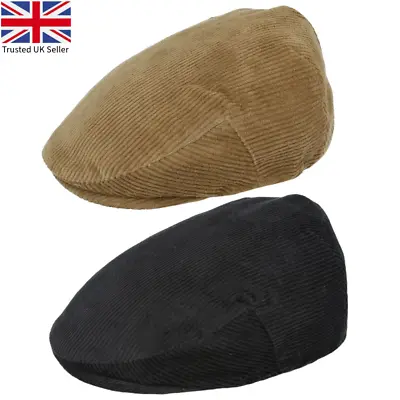 Cord Flat Cap 100% Cotton Men Peeked Cap Gatsby Cap Fully Lined Baker Boy Cap UK • £14.99