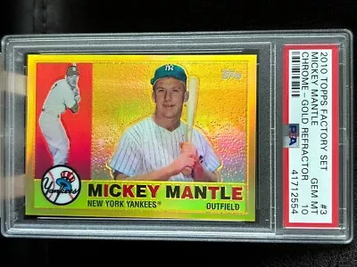 2010 Topps MICKEY MANTLE GOLD REFRACTOR Chrome Factory Set #3 PSA 10 GEM MINT • $112.50