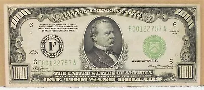 1934 $1000 One Thousand Dollar Bill Atlanta Federal Reserve Note / Xf+ • $3133