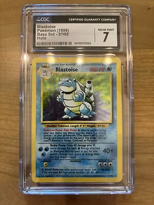 CGC 7 Blastoise #2/102 1999 Pokemon Base Set Unlimited NM Holo Rare Card • $199.99