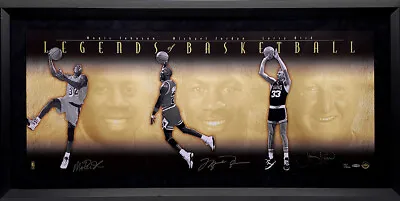 Michael Jordan Magic Johnson Larry Bird Signed Legends 18x44 Photo Framed LE UDA • $11499.99