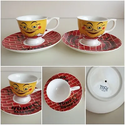 2 XVintage Retro Novelty Ceramic Humpty Dumpty Egg Cup - Saucer. MC2 Easter Gift • £19