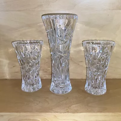 Vintage Set Of Three Miniature LENOX Lead Crystal Fluted Vase.  B • $22.50