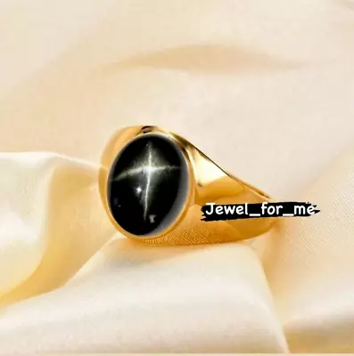 Genuine Black Sapphire Star Ring Men's Black Star Ring 925 Sterling Silver Ring • $59.50
