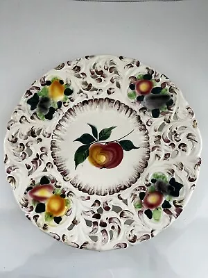 Italian Majolica Pottery Fruit 11” Plate Reticulated Edge Vintage Hand Painted • $16
