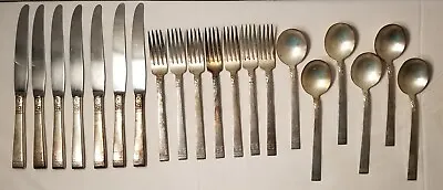 Antique Community Plate 20 Pc Silverware 7 Dinner Forks 7 Knives 6 Soup Spoons • $11.95