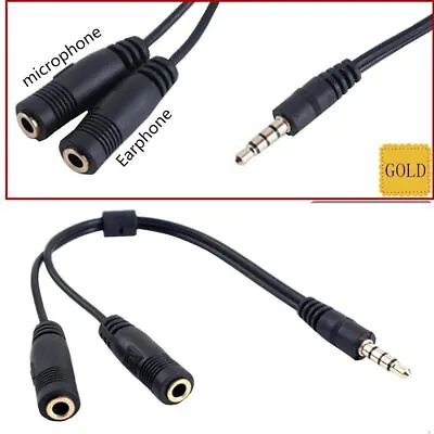 6  1 Male To 2 Female Gold Plated 3.5mm Audio Y Splitter Headphone Cable Black • $1.95