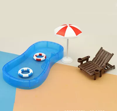 5PC Dollhouse Miniature 1/12 Swimming Pool Swim Ring Beach Chair Set Accessories • $6.99