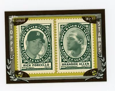 2010 Topps Heritage Stamp Panel /50 Rick Porcello & Brandon Allen • $19.99