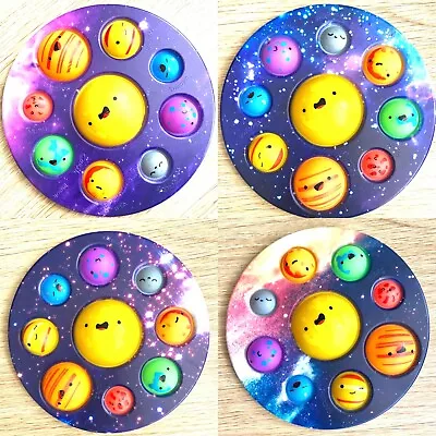 £6.99 • Buy Fidget Pop Popper Toy Push It Poppet Bubble Stress Anxiety Relief Galaxy Planets