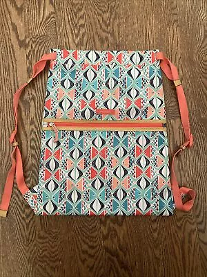 Vera Bradley Lighten Up Backsack Backpack Drawstring Go Fish Coral Gift (m) • $25