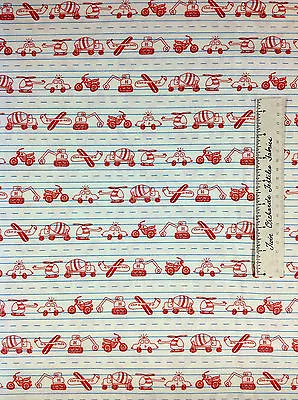 Moda Fabric - Apple Jack Tim & Beck Retro Car Plane Helicopter On Beige Line Yd • $9.92