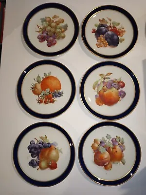 Set Of 6 Echt Cobalt Bountiful 7 1/2  Salad Plates Bavaria Schumann Germany Wall • $65