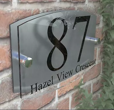 Contemporary Acrylic House Sign Plaque Door Number 1 - 9999 Personalised Plate • £7.99