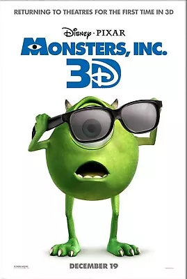 Monsters INC 3D PIXAR Disney Animated Double Sided 27x40 Movie Poster Original • $9