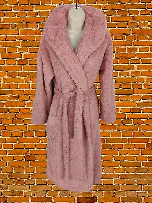 Bnwt Womens M&s Size Uk Small Pink Rose Fluffy Dressing Gown Robe Lounge Night • £19.99