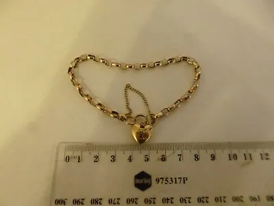 9ct Gold Bracelet Belcher Link And Locket 22.5cm Long 9.32 Grams  • $565