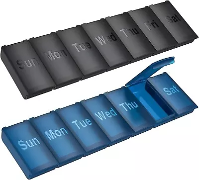 2 Pack Weekly Pill Organizer Large Daily Vitamin Pill BoxPortable Travel Frien • $6.95