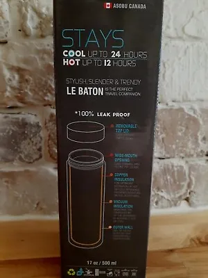 Asobu LeBaton Hot/Cold Insulated Bottle 17 Oz Black Copper Stainless BPA FREE • $6.99