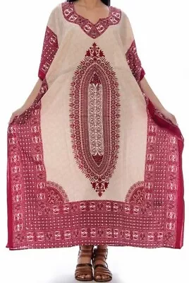 £19.40 • Buy Women African Dashiki Caftan Maxi Hippie Dress Boho Kaftan Embellished Free Size