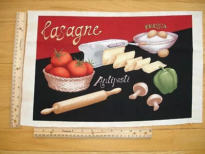 Lasagna Green Pepper Mushrooms Tomatoes Placemat  Cotton Quilt Fabric Block • $1.99