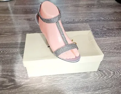 Grey Glittery T Bar Style Shoes Size 7 Eid Wedding Gift • £9.99