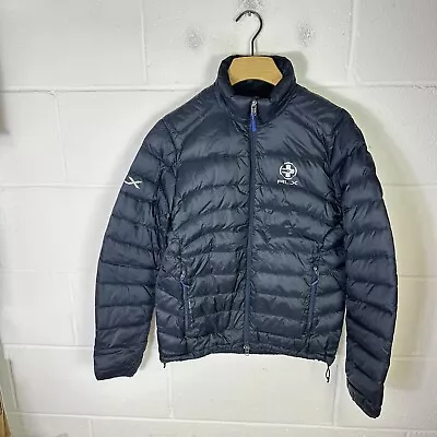 Ralph Lauren Jacket Mens Medium Blue Navy RLX Feather Down Puffer Lightweight • £53.95