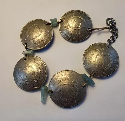 Vintage Guatemalan Silver 25 Cent Centavo Coin Piece Bracelet Mayan • $22.99