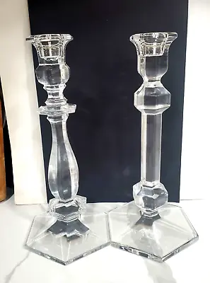 (2) Vintage Val St Lambert Crystal Candlesticks 9.5'' • $30