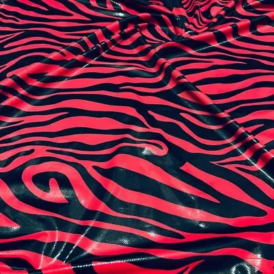 Red Zebra Animal Print 4-Way Stretch Fabric 60 Wide Swimsuit Spandex By The Yard • $12.99