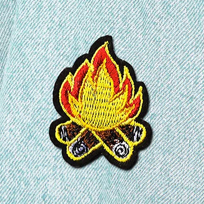 Small Bonfire Torch Fire Embroidered Patch Sew On Iron On Fabric Applique Badge • £2.75