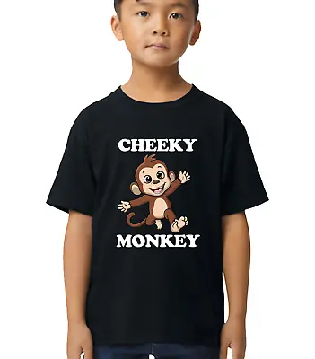 Cheeky Monkey Kids T Shirt Top Funny Childrens Boys Top Gift Cute Design • £7.99