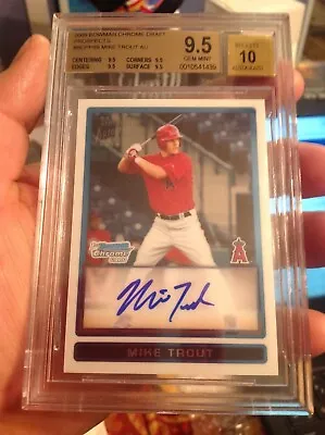 ~ High End +true Gem+ Quad Bgs 9.5 With 10 Auto Mike Trout Bowman Chrome 2009 Rc • $40000