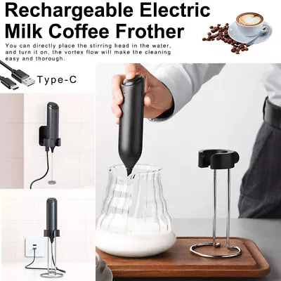 Rechargeable Whisk Handheld USB Electric Milk Frother Coffee Chocolate Mixer • £5.16