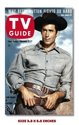 Cheyenne Clint Walker Fridge Magnet 1959 Tv Guide Cover 3.5 X 5.5   • $6.95