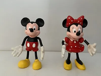 Disney Original Vintage Mickey And Minnie Mouse 6 Inch Vinyl Posable Figures • £12.95