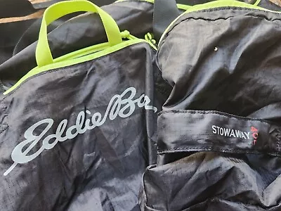 Vtg / Eddie Bauer / Stowaway 40L / Black Gray Volt / Duffel Bag • $30