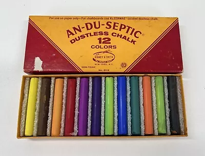 Vintage AN-DU-SEPTIC Binney And Smith Dustless Chalk 12 Colors • $17.99