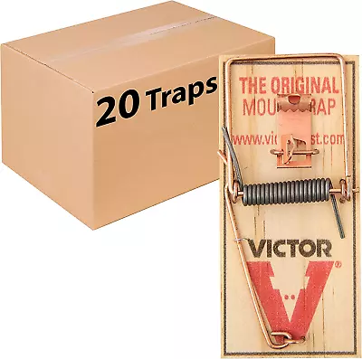 Victor M156-20 Metal Pedal Sustainably Sourced FSC Wood Snap Mouse Trap - 20 Tra • $15.55