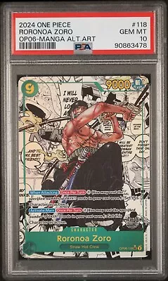 One Piece TCG Wings Of The Captain Roronoa Zoro Manga Alt Art English PSA 10 ⚔ • $1875