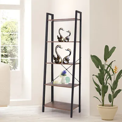 $79.99 • Buy Levede 5 Tier Ladder Shelf Bookshelf Industrial Rustic Wood Storage Display Rack