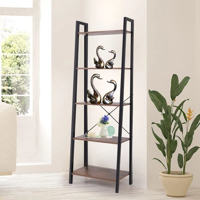 $79.99 • Buy Levede 5 Tier Ladder Shelf Bookshelf Industrial Rustic Wood Storage Display Rack
