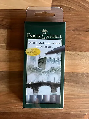Faber Castell Pitt Artist Pens 6 Pen Set Shades Of Grey • £7.95