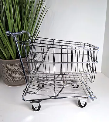 Vintage Miniature Shopping Cart Store Display Or Dolls STAINLESS STEEL 11  Inch • $48