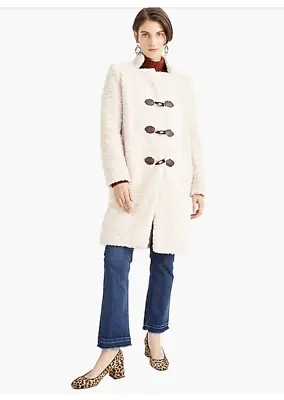 $350 J Crew Sherpa Teddy Toggle Coat Faux Shearling Fur White Xs Fits S M 4 6 • $99