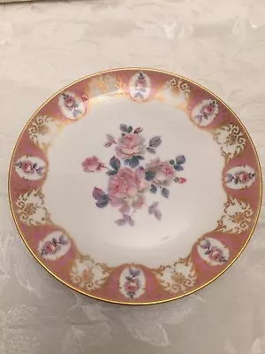 Vtg AK Kaiser 1915 Plate Dish Floral Roses Pink Gold Germany Salad • $7.89